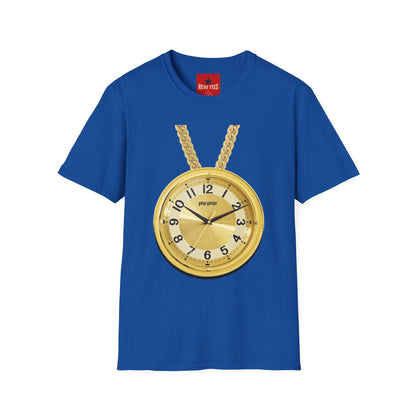Gold Pocket Watch Necklace T-Shirt — Vintage Clock Graphic Tee