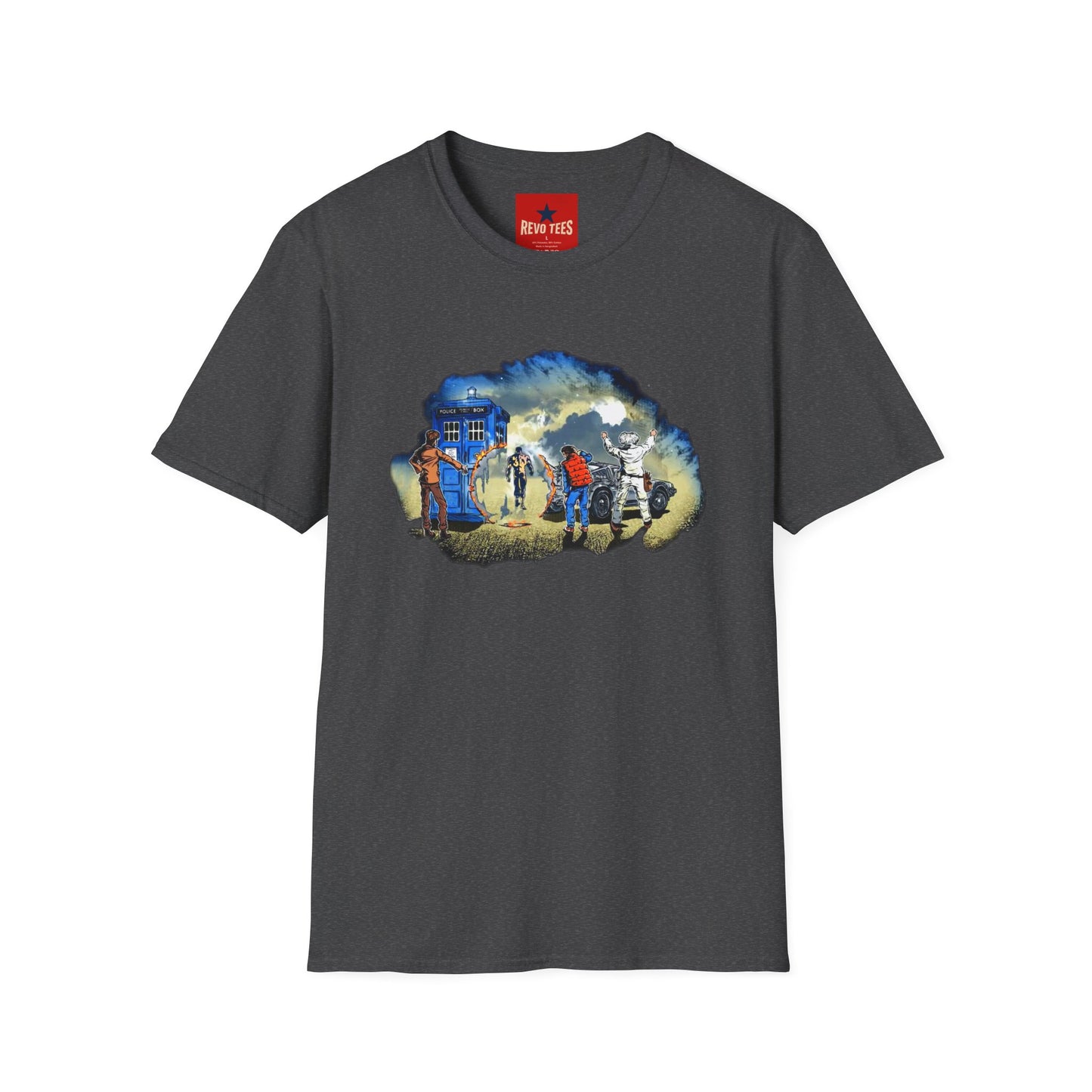 Sci‑Fi Adventure T‑Shirt — Time Traveler Crew Scene