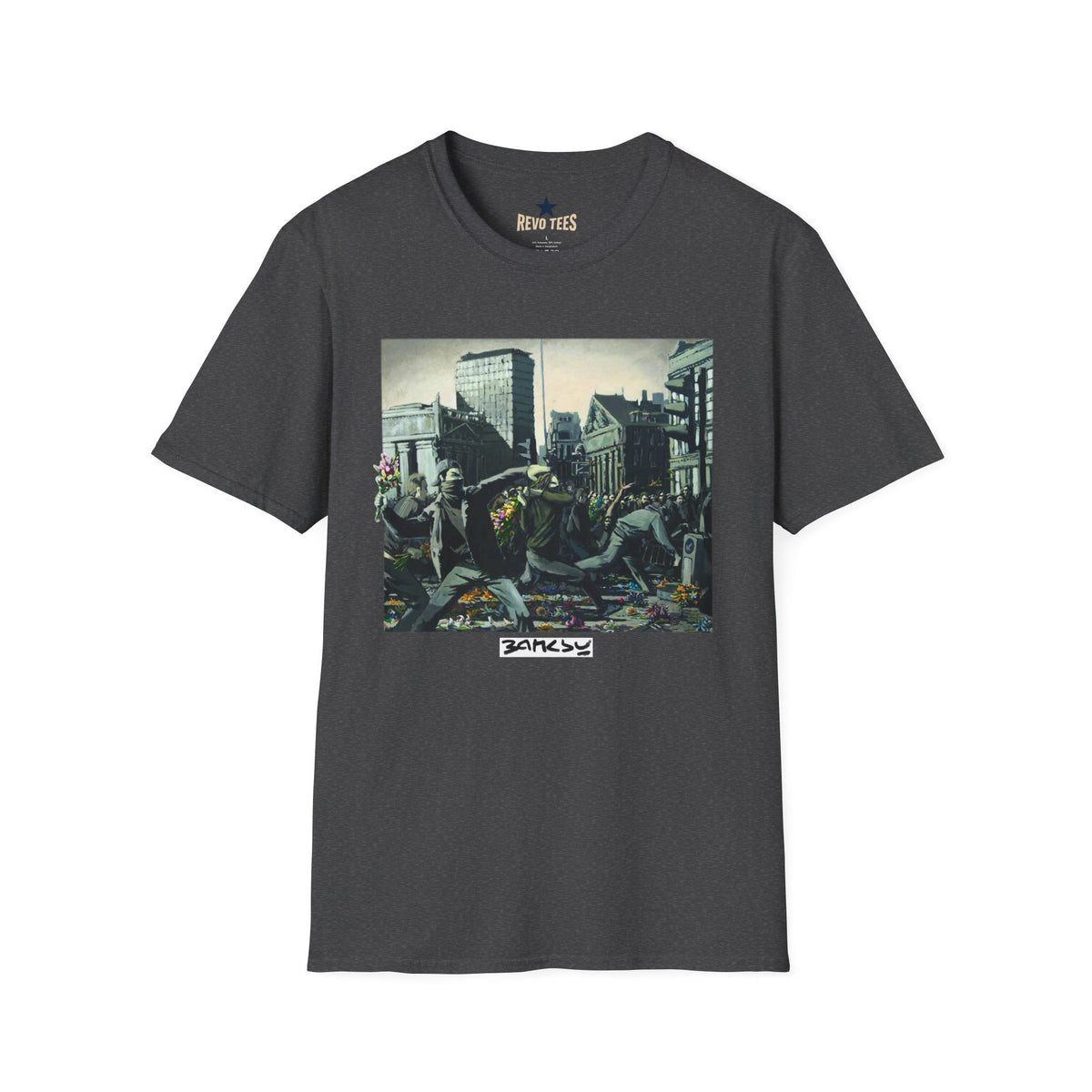Revotees Banksy City Riot Graphic Urban Protest Art T-Shirt - alternate view 7