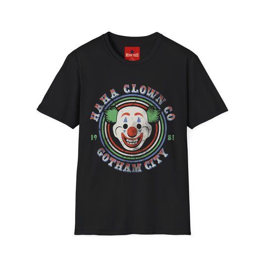 Retro 'Ha Ha Clown Co.' Graphic T‑Shirt — Vintage Clown Face Tee