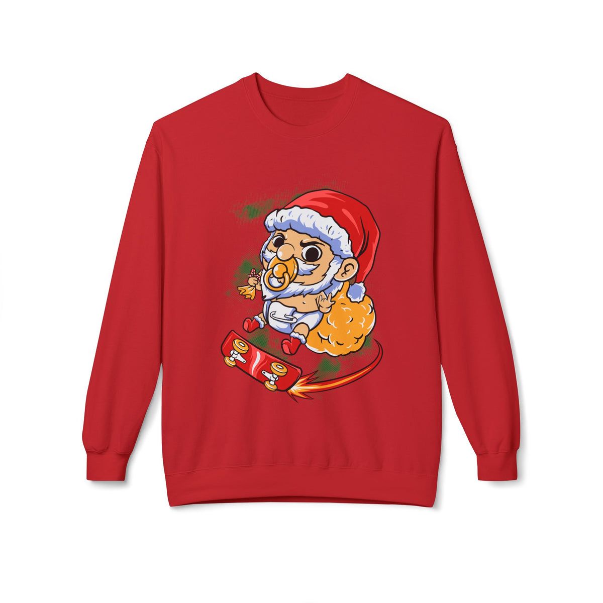 Christmas Skateboard — Santa Skateboarding Holiday Sweater Crewneck Sweatshirt