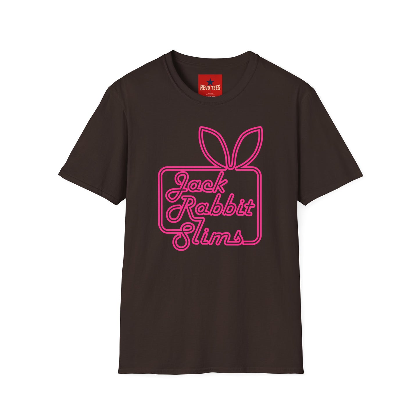 Jack Rabbit Slims T‑Shirt — Retro Neon Bunny Logo Tee