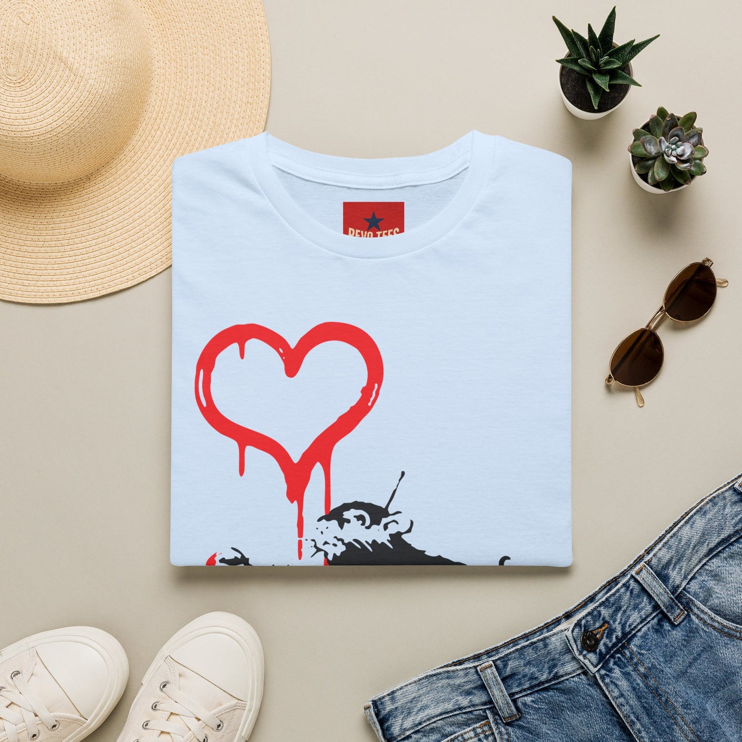 Banksy-Inspired Rat Stencil T-Shirt — Dripping Heart Street Art Tee