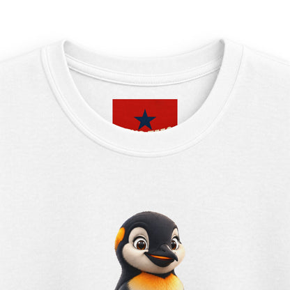 Kids Tee — Cute Pebble Penguin “REVOTEES” Colorful Logo