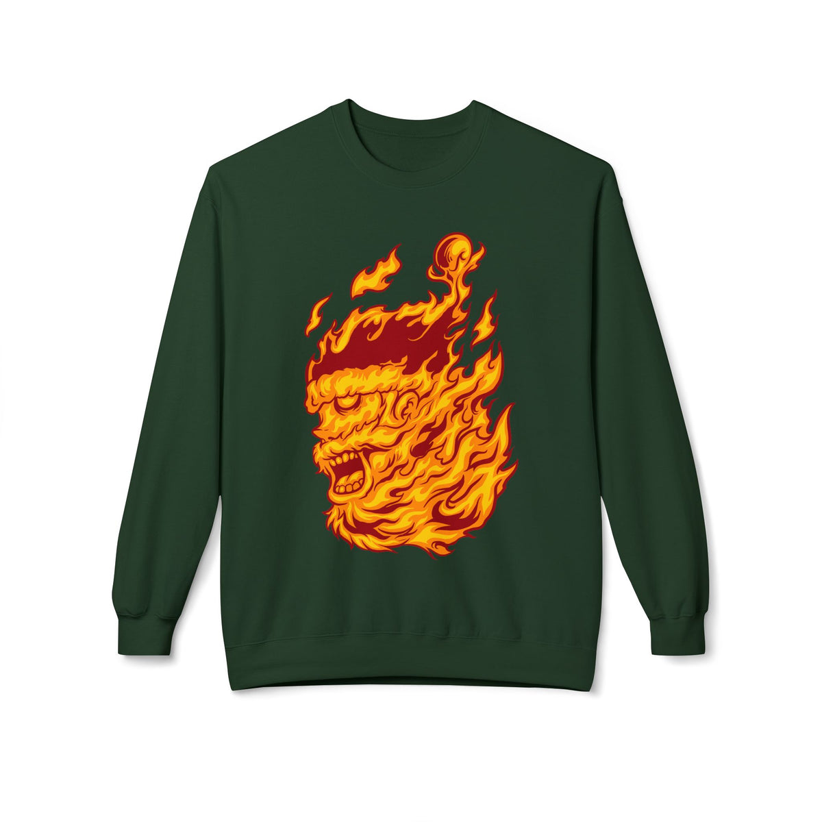 Flaming Santa Skull Redneck - I mean Crewneck Sweatshirt