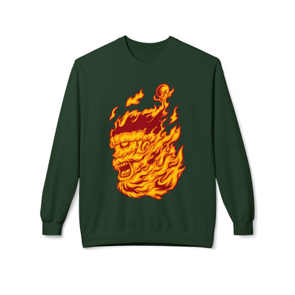 Flaming Santa Skull Redneck - I mean Crewneck Sweatshirt