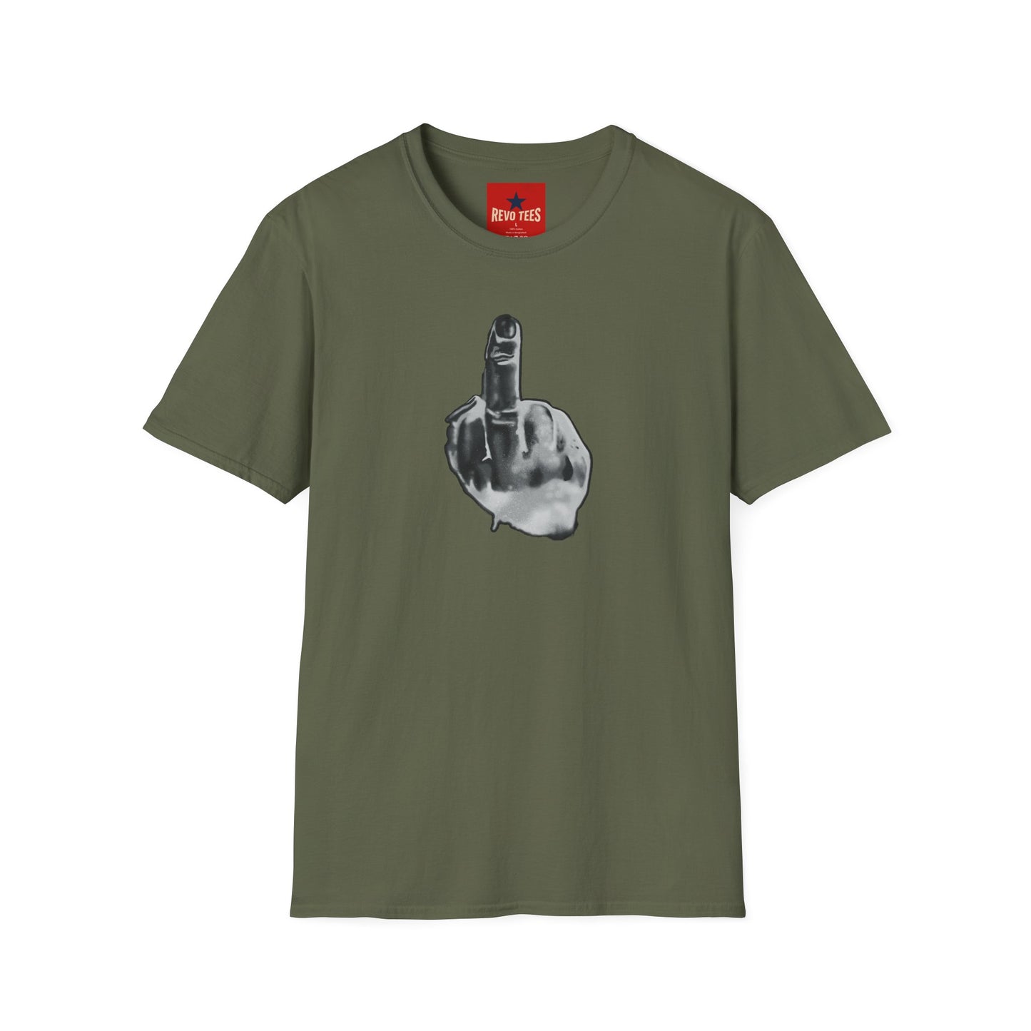 Graphic T-Shirt — Grayscale Middle Finger Design