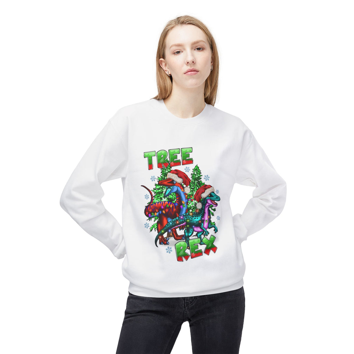 Tree Rex Christmas — Festive Dinosaur Holiday CrewneckSweatshirt