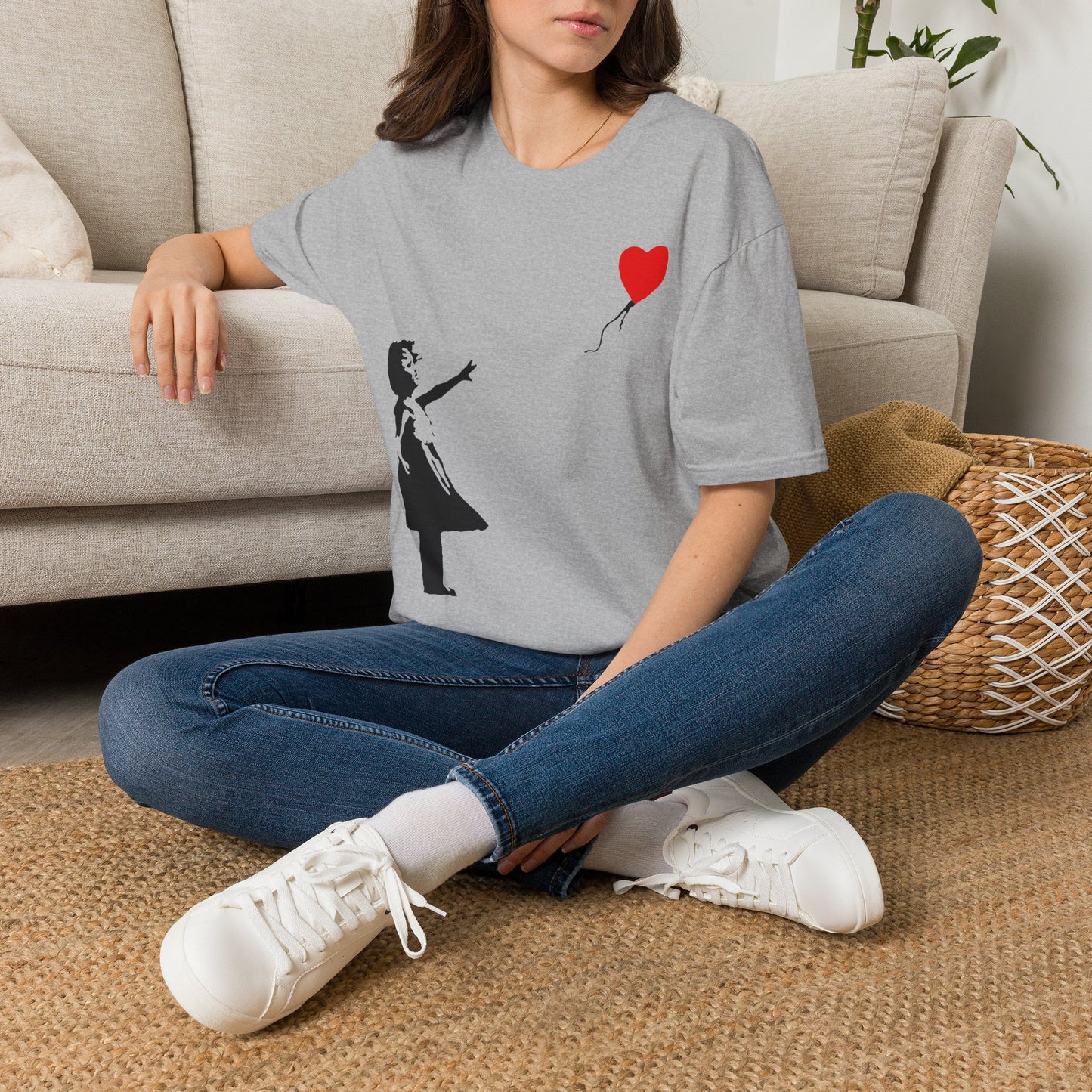 Banksy Balloon Girl T‑Shirt — Heart Balloon Street Art Graphic Tee