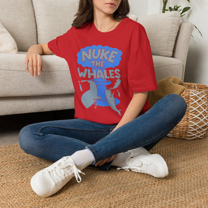 T-Shirt — 'Nuke the Whales' Satirical Graphic Tee (Funny Retro Ocean Design)