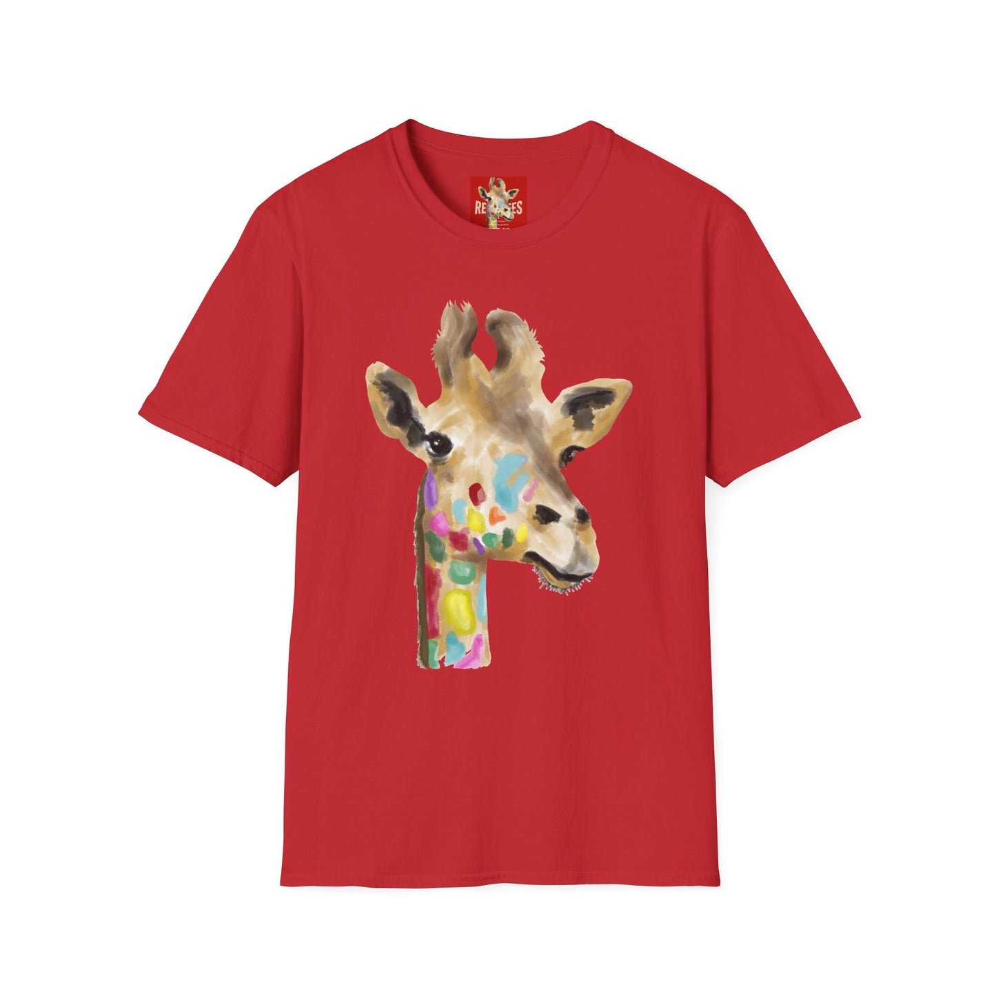 Giraffe Watercolor T‑Shirt — Colorful Painted Giraffe Tee