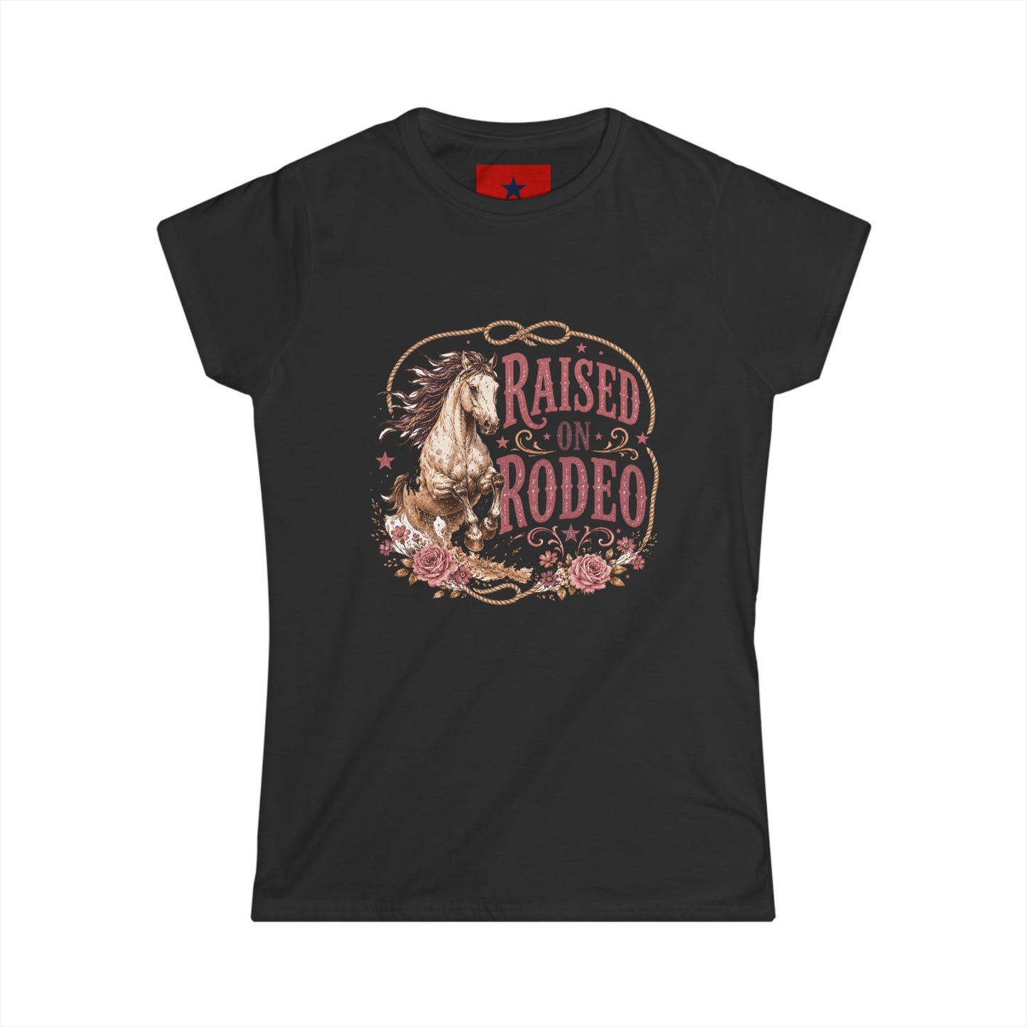 Raised on Rodeo Women's Tee — Vintage Horse Graphic Shirt