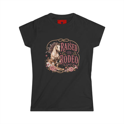 Raised on Rodeo Women's Tee — Vintage Horse Graphic Shirt
