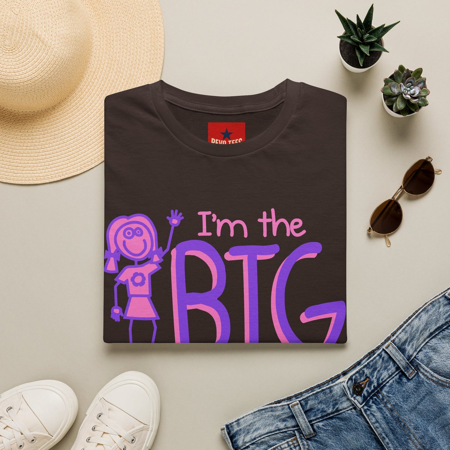Big Sister T-Shirt — "I'm the Big Sister" Cute Pink & Purple Kids/Family Tee