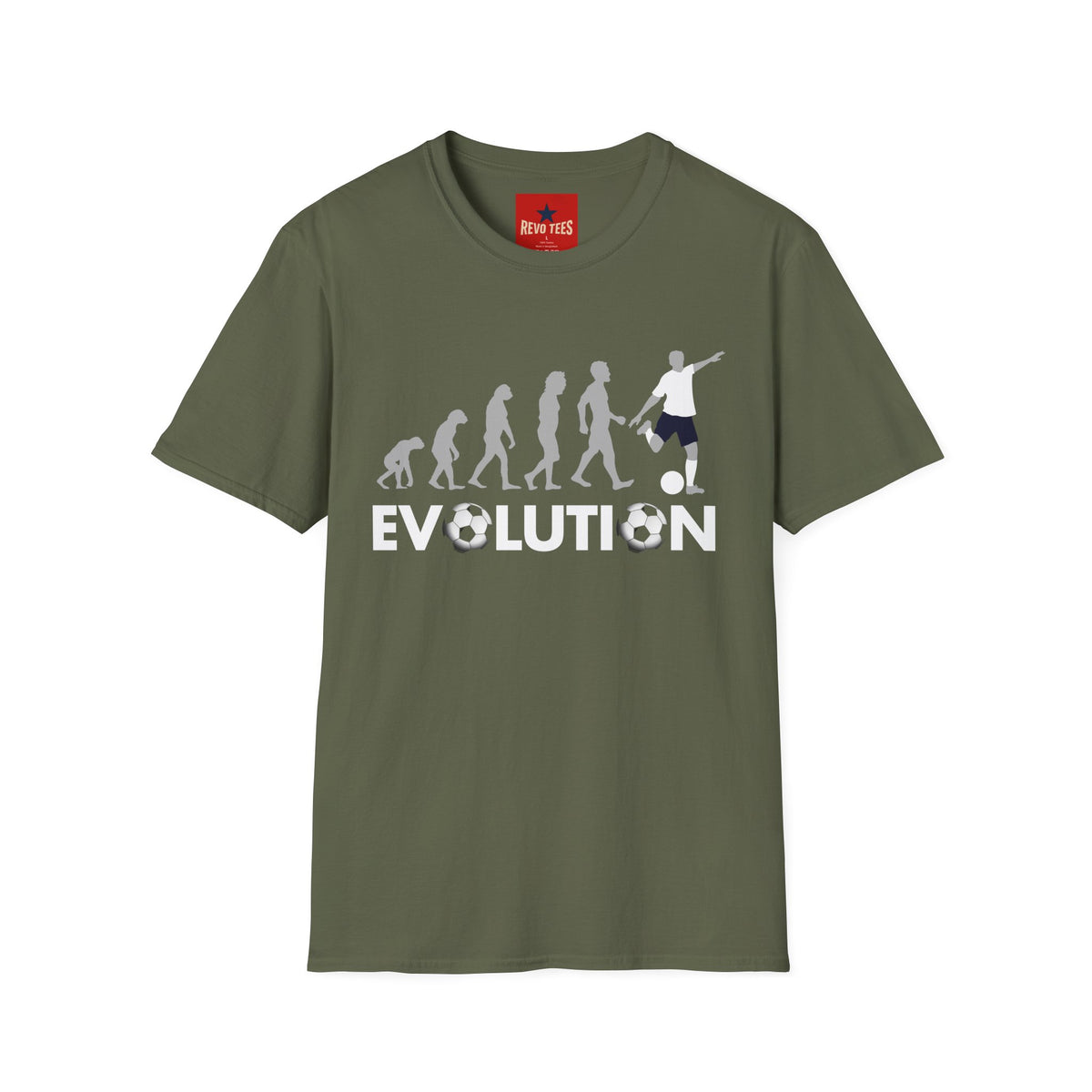 Revotees Soccer Evolution Football Player Evolution Graphic T-Shirt - alternate view 3