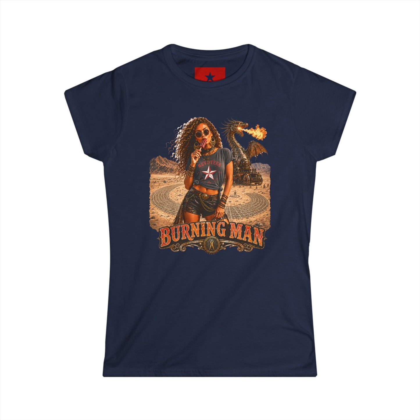 Burning Man Women's Softstyle Tee — Minimal White Festival Tee