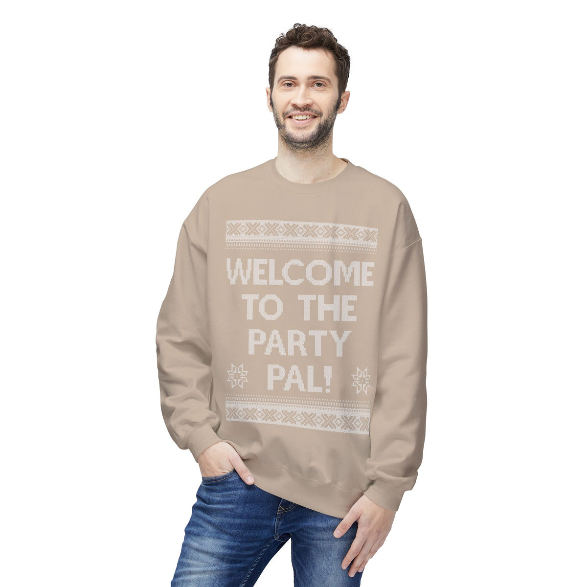 "Welcome to the Party Pal!" Holiday Ugly Sweater Design Crewneck Sweatshirt