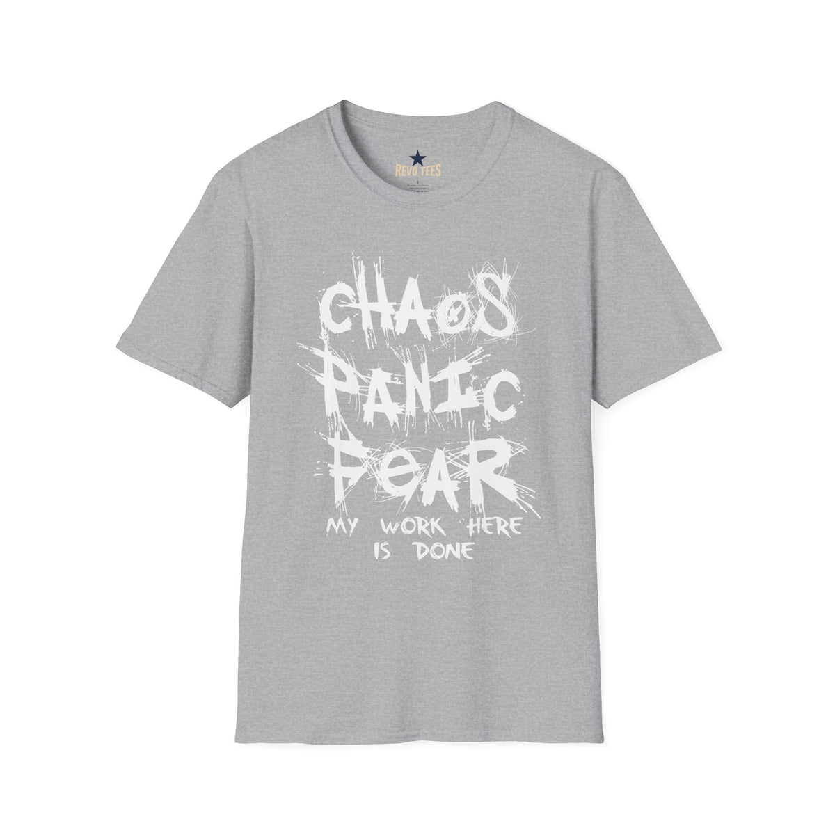 Revotees Chaos Panic Fear Unisex Softstyle T-Shirt - alternate view 3