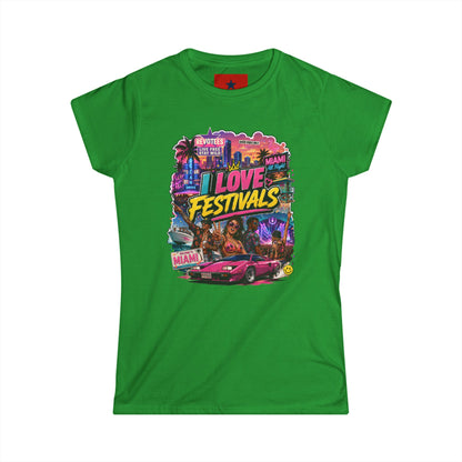 Festivals Collection: I LOVE FESTIVALS - Miami Style design round crew neck for Women
