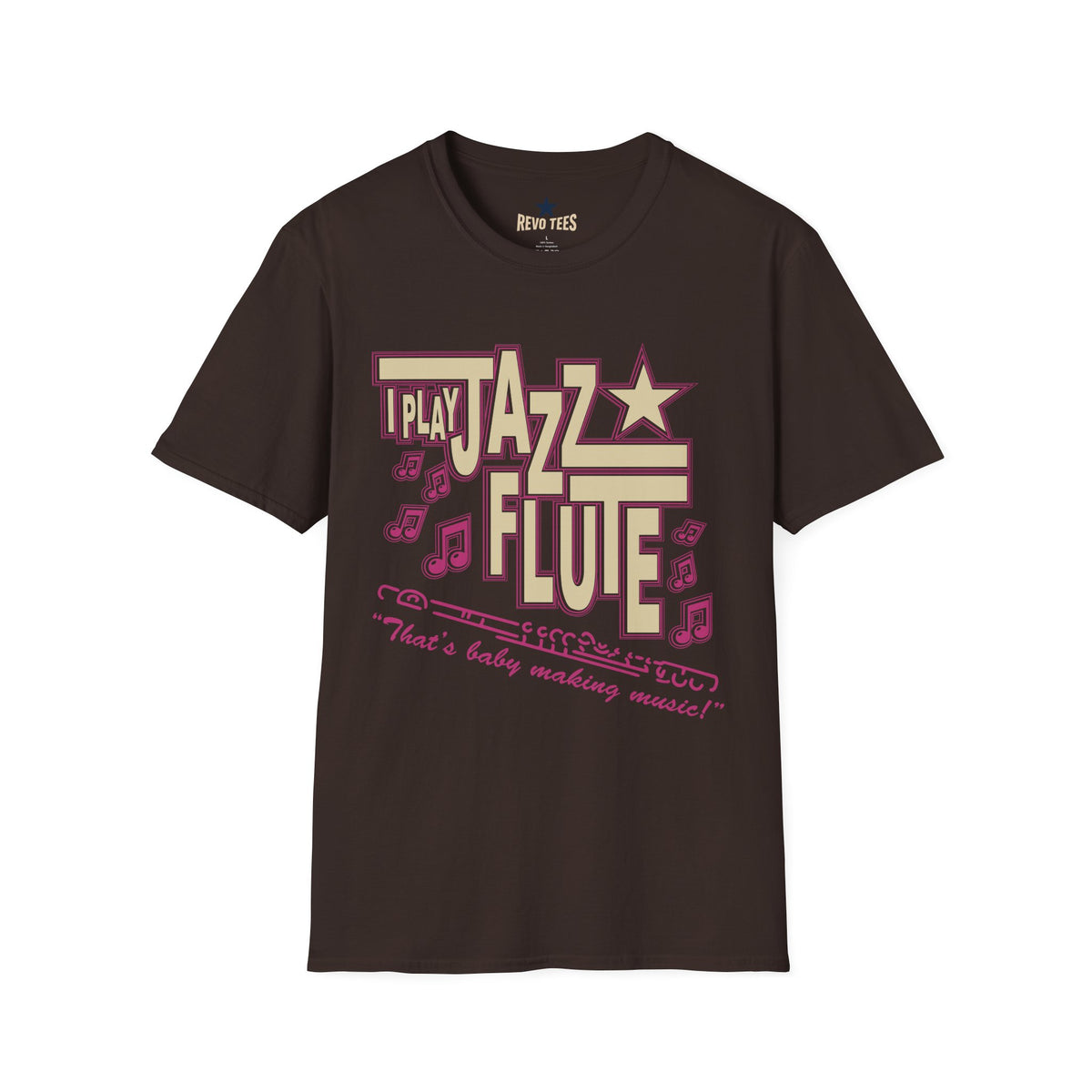Revotees Jazz Flute Graphic Retro Musical Notes Shirt for Players Fans T-Shirt - alternate view 5