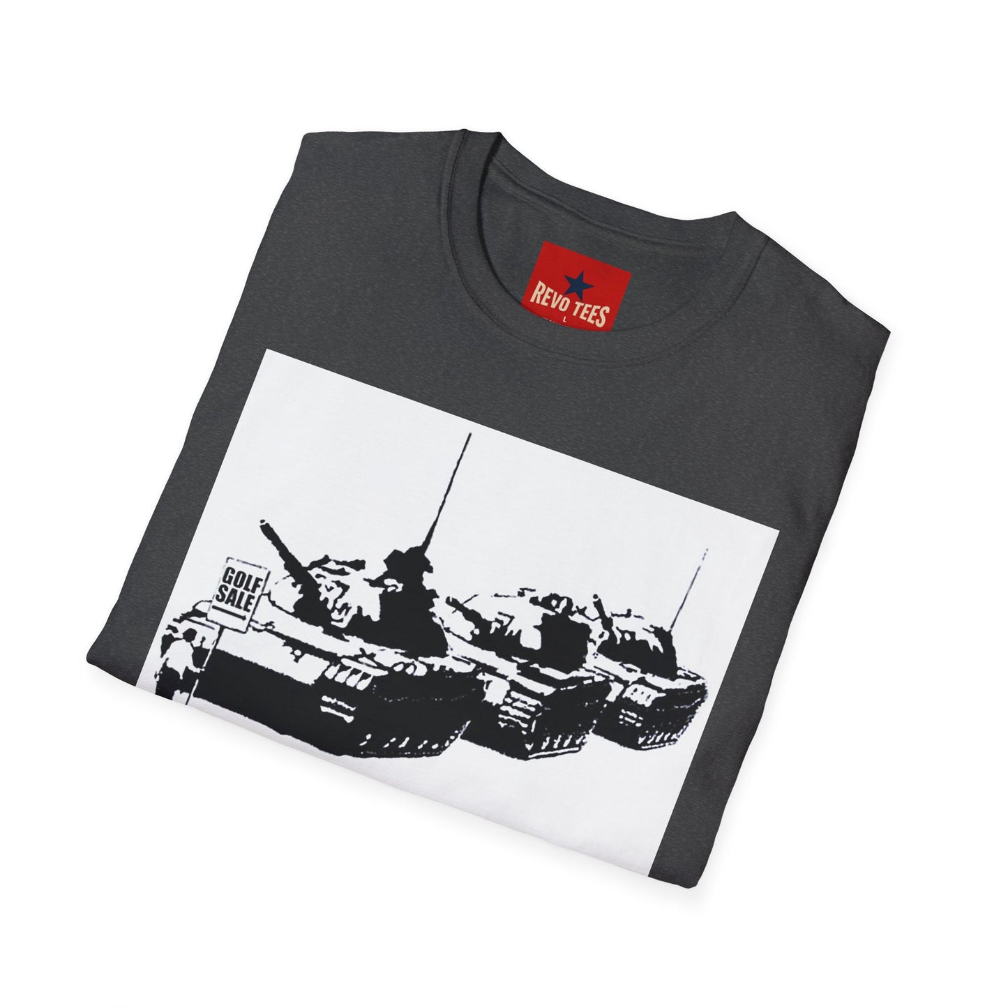 Banksy Tank Lineup Graphic T-Shirt — Stencil Military Tanks Design