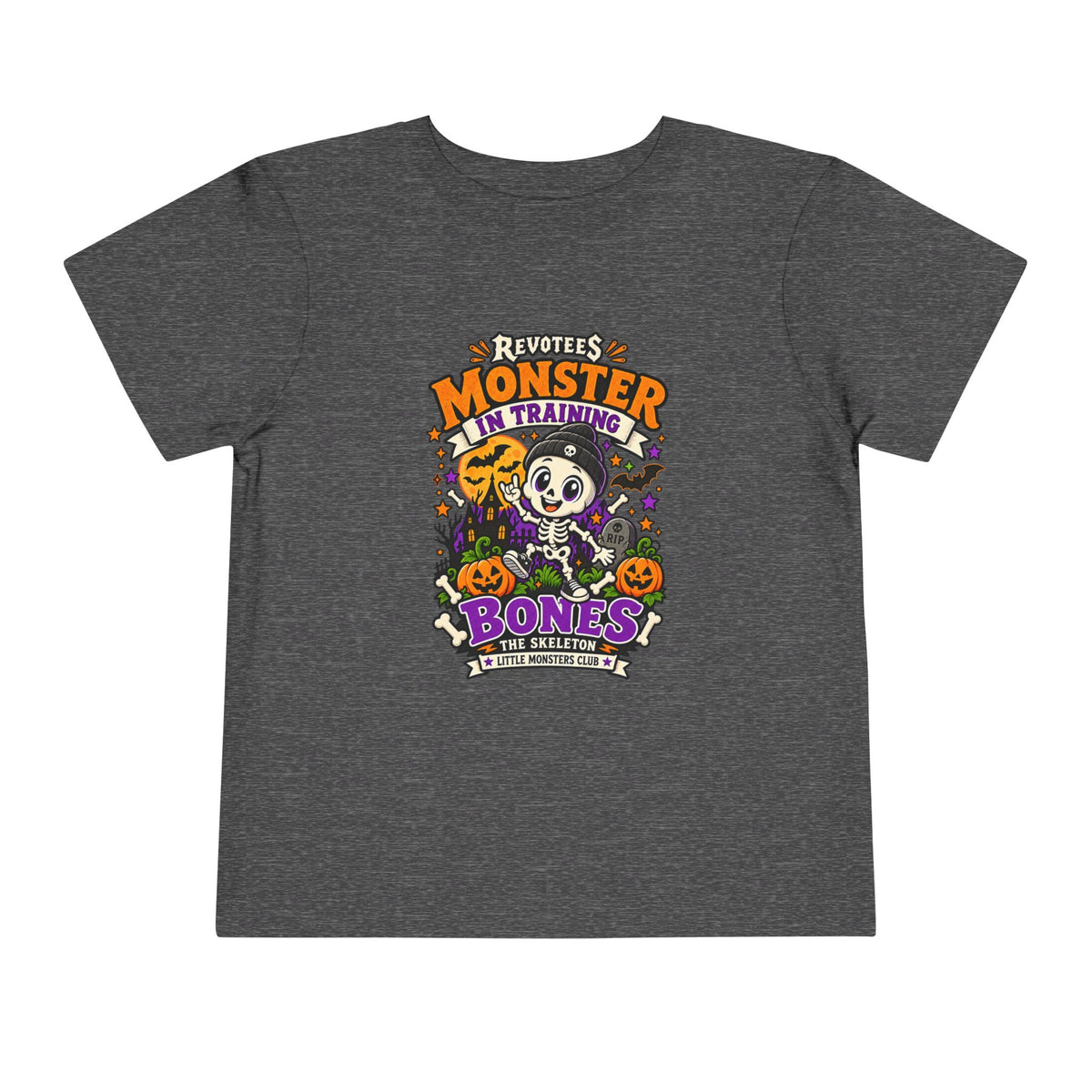 REVOTEES Toddler Tee — "Monster in Training" Cute Skeleton Halloween Shirt