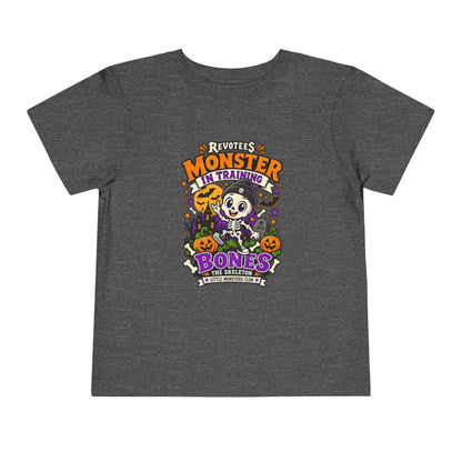REVOTEES Toddler Tee — "Monster in Training" Cute Skeleton Halloween Shirt