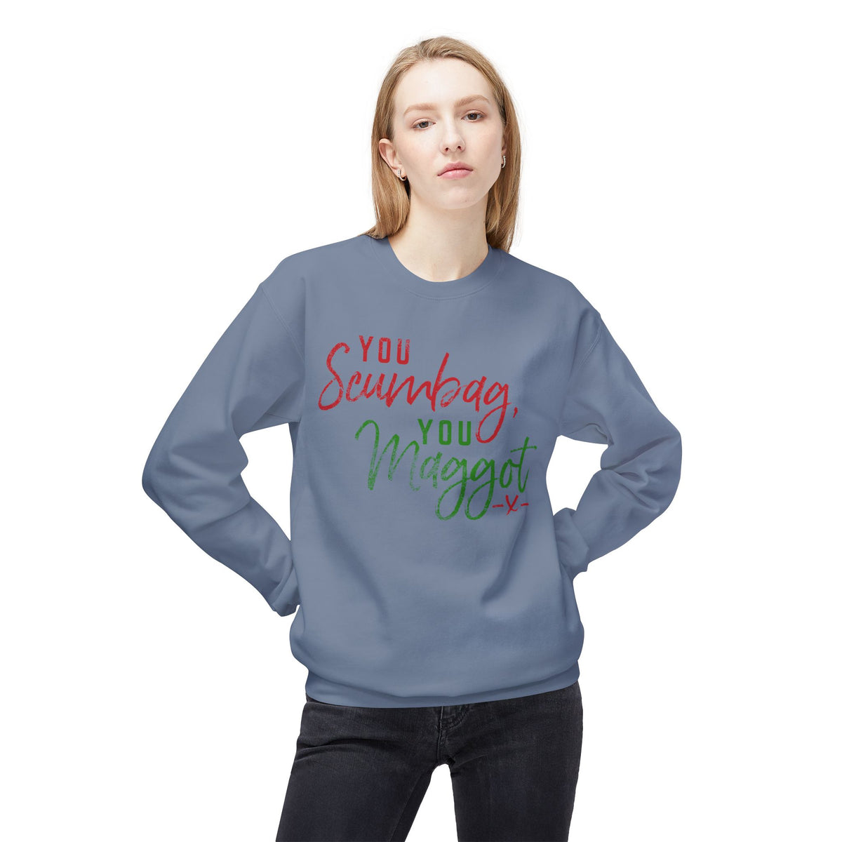 "You Scumbag, You Maggot" Festive Fairy Tale of New York Script Crewneck Sweatshirt