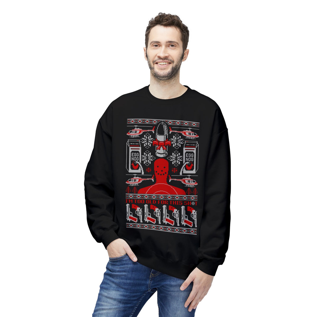 Lethal Knitting - Too Old For This Sh!t Christmas Ugly Sweater
