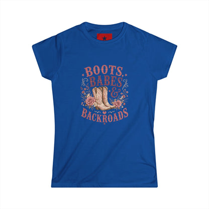 Boots, Babes & Backroads Women's Tee — Floral Cowboy Western Graphic Shirt