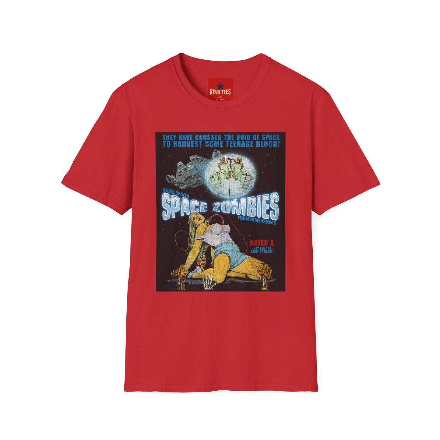 Space Zombies Retro Movie Poster T‑Shirt — Vintage Sci‑Fi Horror Tee (They Have Crossed the Void of Space to Harvest Some Teenage Blood)