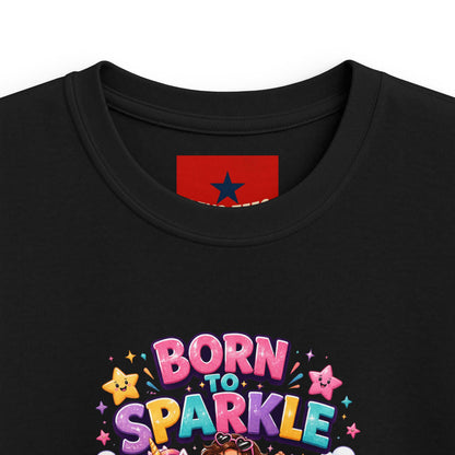 Kids Tee — "Born to Sparkle" Rainbow Unicorn Girl Shirt