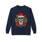 Skull Santa — Edgy Christmas Skull with Santa Hat and Gifts Crewneck Sweatshirt