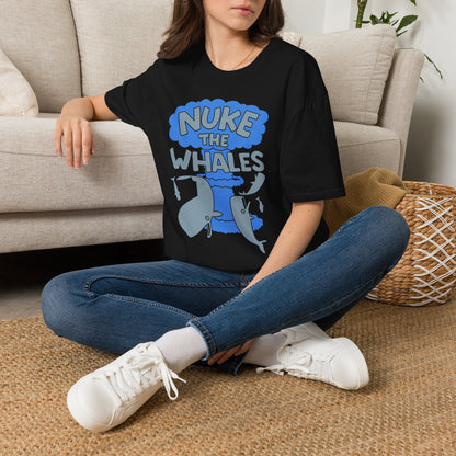 T-Shirt — 'Nuke the Whales' Satirical Graphic Tee (Funny Retro Ocean Design)
