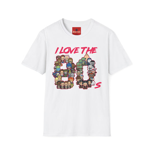 Revotees I Love the 80s Retro Pop Culture Character T-Shirt - alternate view 2