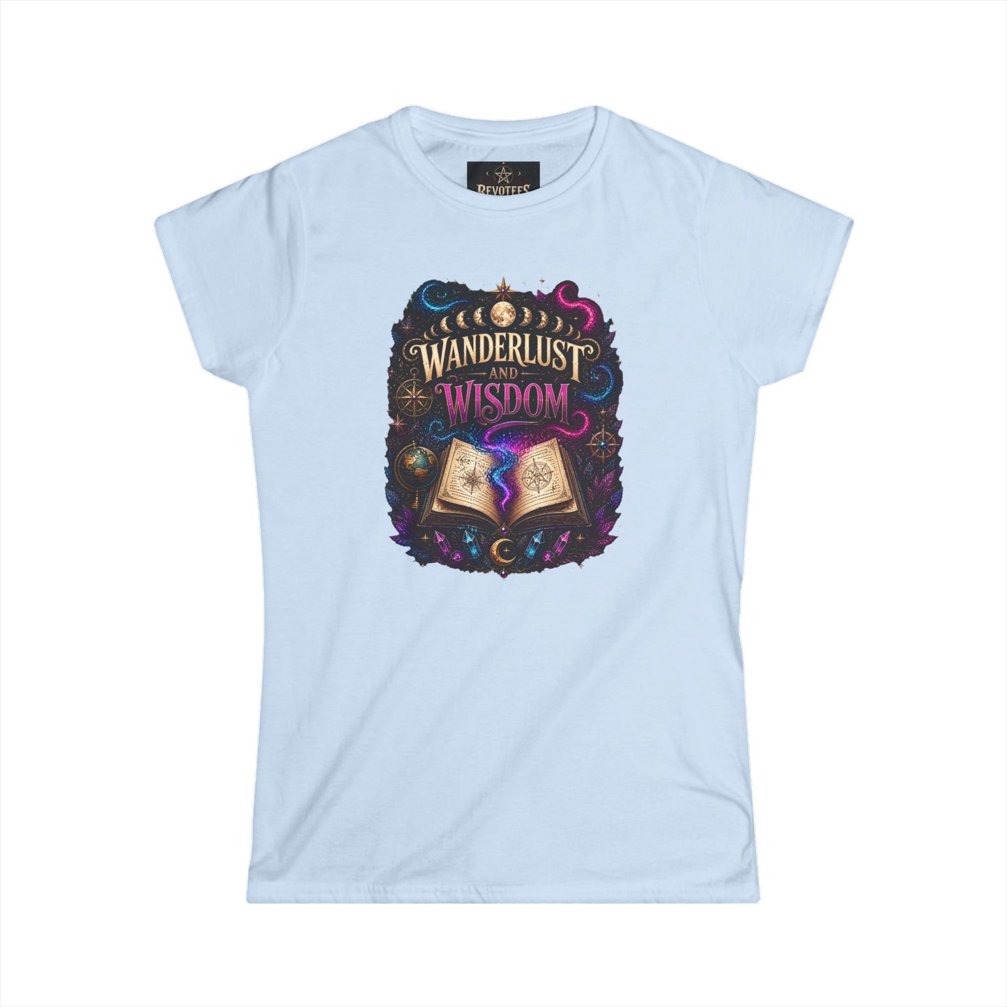 Wanderlust & Wisdom Graphic Tee — Magical Open Book Travel Shirt