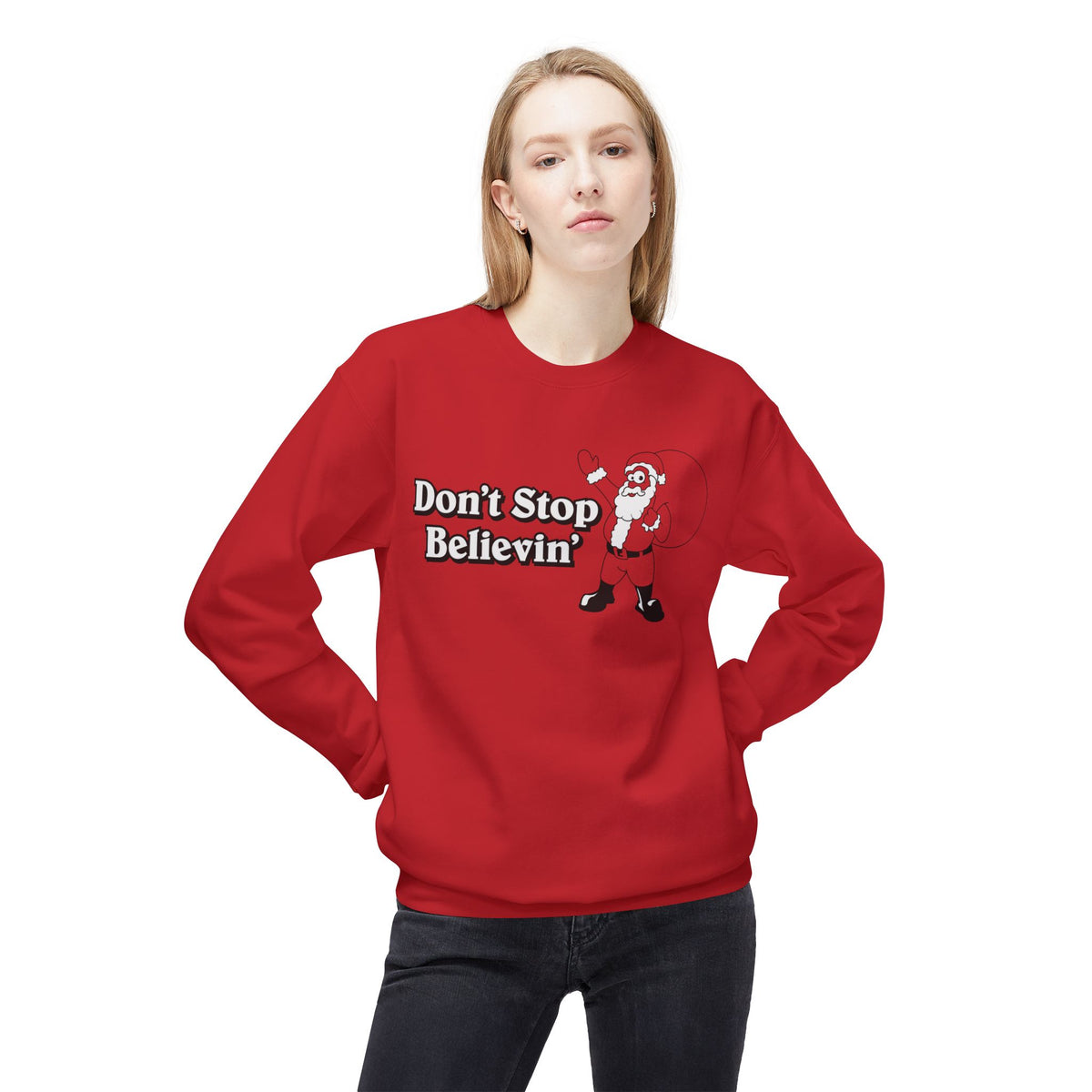 Christmas - 'Don't Stop Believin'' Santa Crewneck Sweatshirt