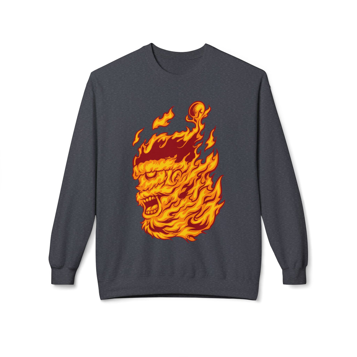 Flaming Santa Skull Redneck - I mean Crewneck Sweatshirt