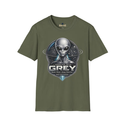 Revotees Alien Grey Retro Sci Fi Extraterrestrial Graphic T-Shirt - alternate view 4