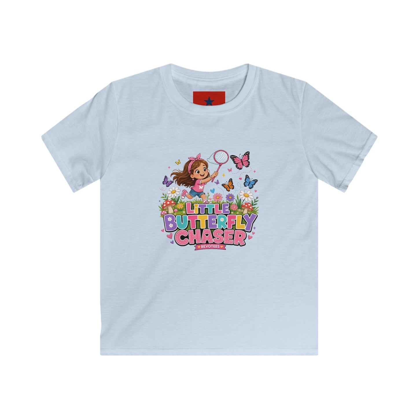 Kids Tee — "Little Butterfly Chaser" Cute Girl Butterfly Catcher Shirt