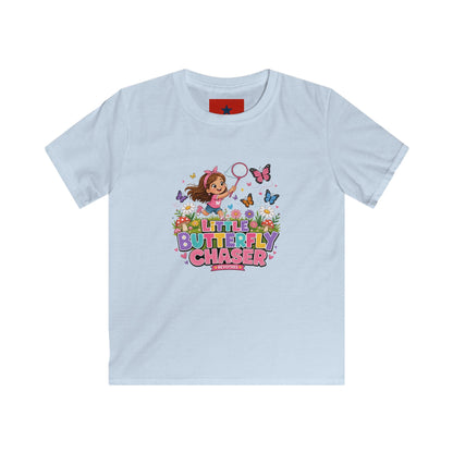 Kids Tee — "Little Butterfly Chaser" Cute Girl Butterfly Catcher Shirt