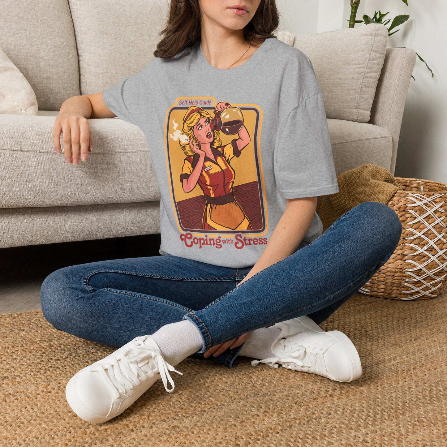 Coping with Stress Retro Coffee Tee — "Self Help Guide" Graphic T-Shirt
