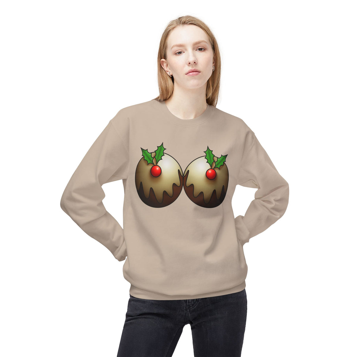 Yule Tidings We'll Twin - Christmas Puddings Crewneck Sweater