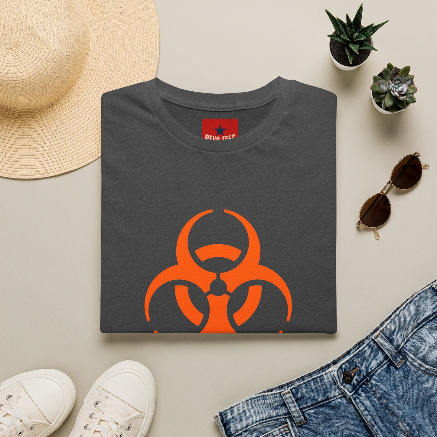 Graphic T-Shirt — Orange Biohazard Icon with “I HAVE THE SNIFFLES”