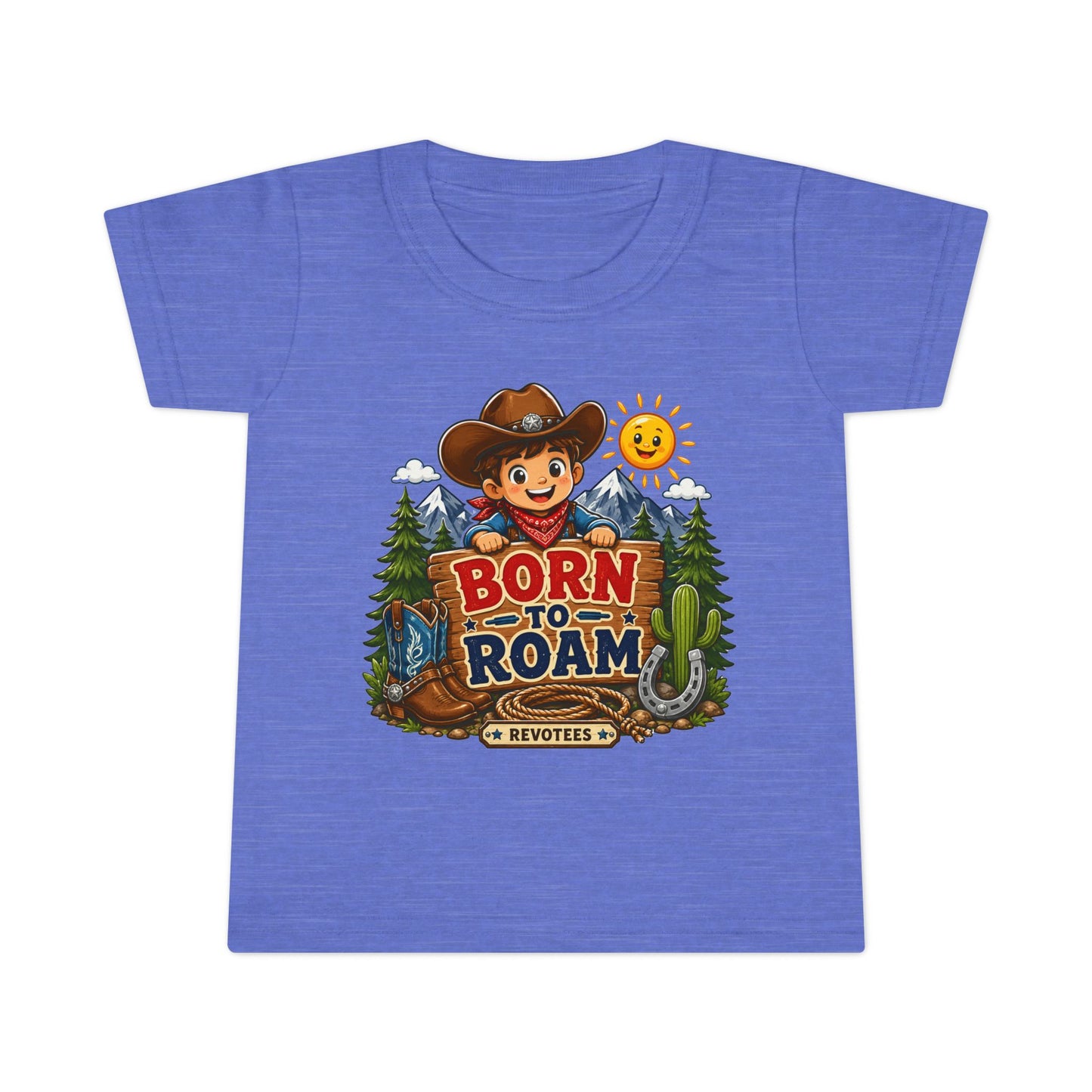 Toddler T‑Shirt — "Born to Roam" Cute Cowboy Adventure Tee