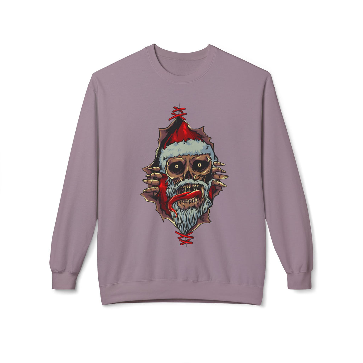 Skull Santa Crewneck Sweatshirt — Horror Christmas Graphic