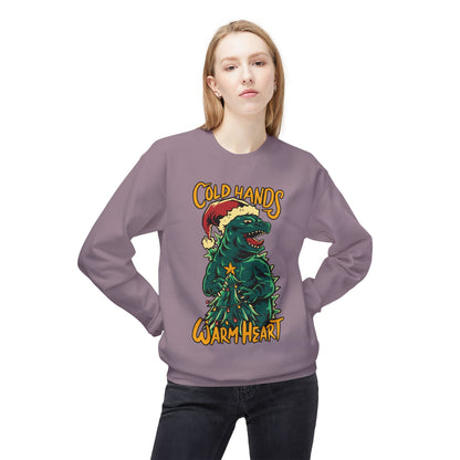 Christmas Godzilla - "Cold Hands Warm Heart" Holiday Crewneck Sweatshirt