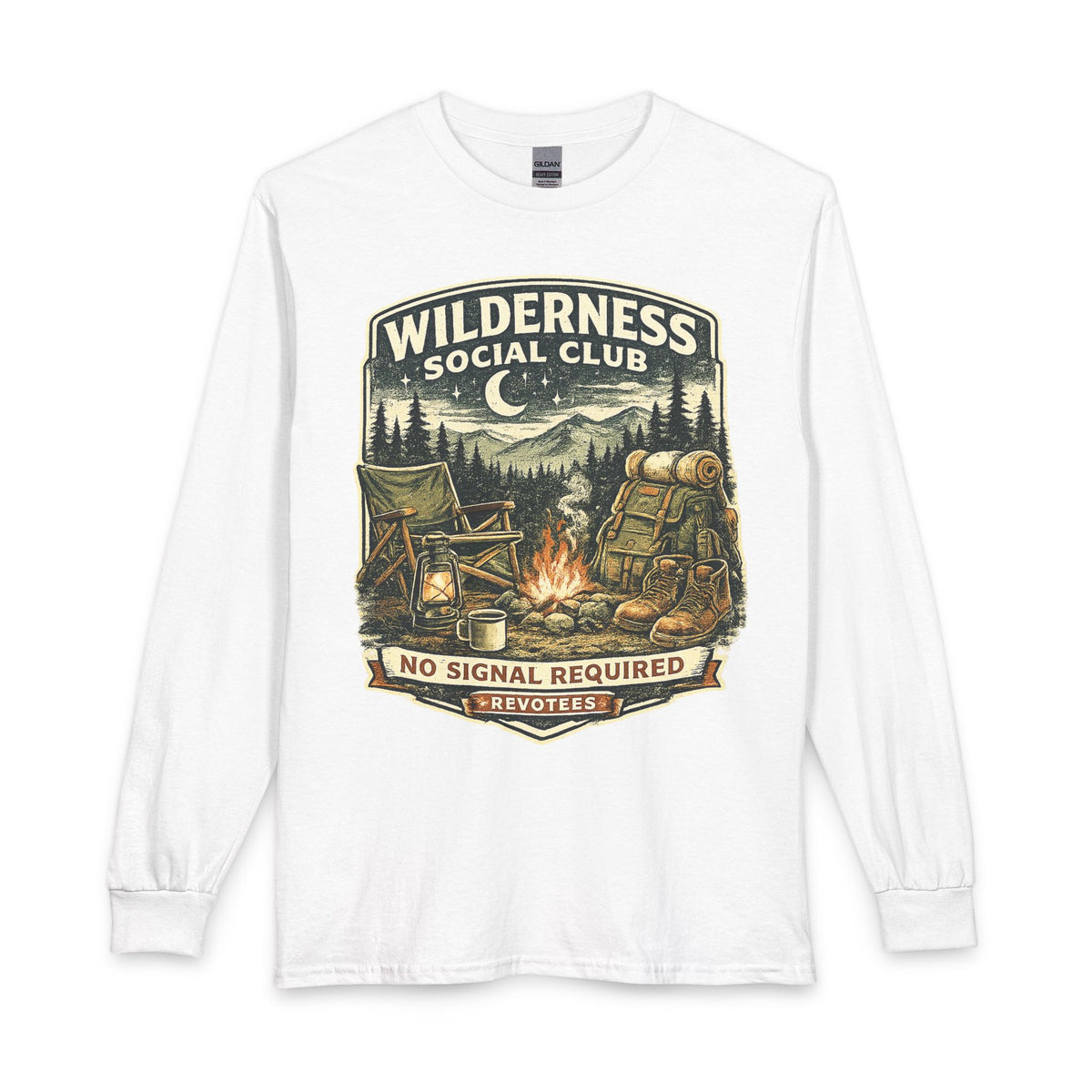 Revotees Wilderness Social Club Long-Sleeve Shirt No Signal Required Camping T-Shirt - alternate view 2