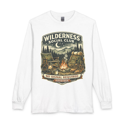 Revotees Wilderness Social Club Long-Sleeve Shirt No Signal Required Camping T-Shirt - alternate view 2