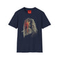 Horror Split-Face Skull T-Shirt — Creepy Half-Mask Skeleton Graphic Tee